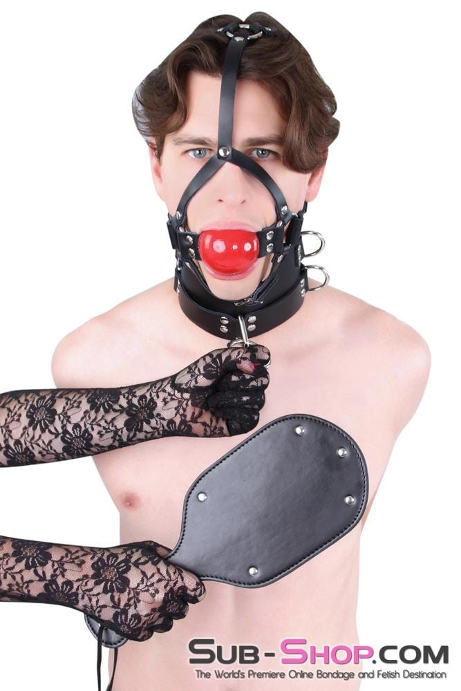 0450A 2” Leather Ball Gag Trainer, Candy Apple Red Ball - Image 18