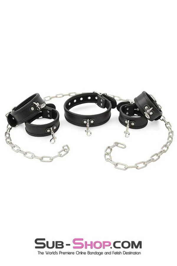 0803M 6 Pc. Cuffs, Collar and Chains Bondage Slave Starter Set - MEGA Deal - Image 8