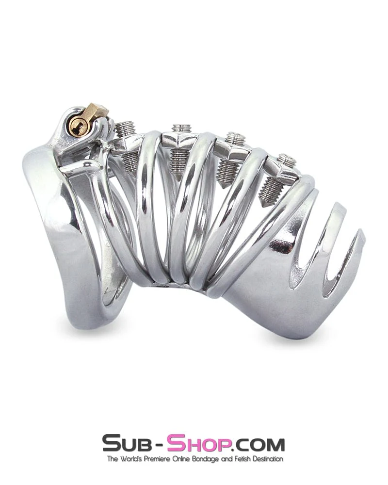 6791M Totally Screwed Chastity Cock Punishment Cage with Adjustable Spikes