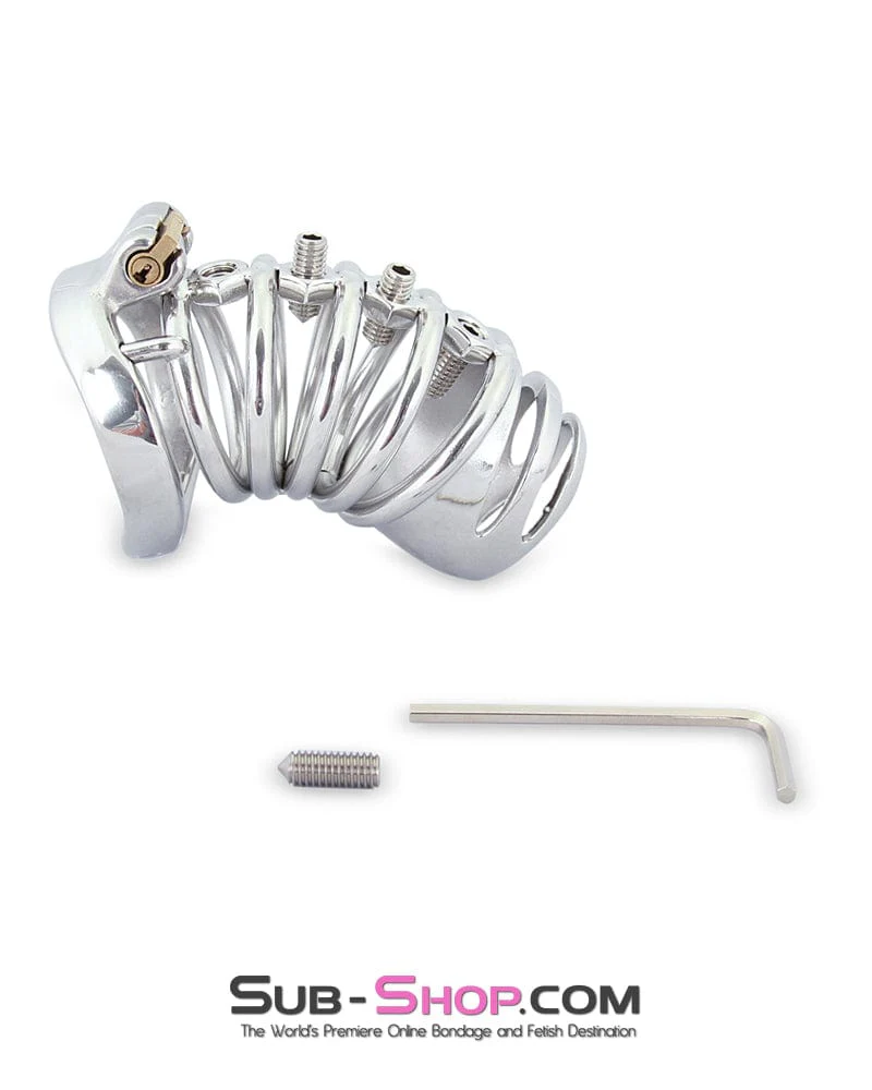 6791M Totally Screwed Chastity Cock Punishment Cage with Adjustable Spikes - Image 2