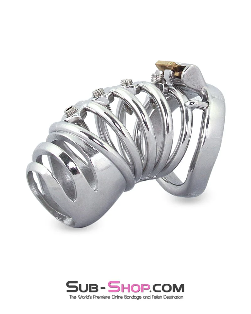 6791M Totally Screwed Chastity Cock Punishment Cage with Adjustable Spikes - Image 3