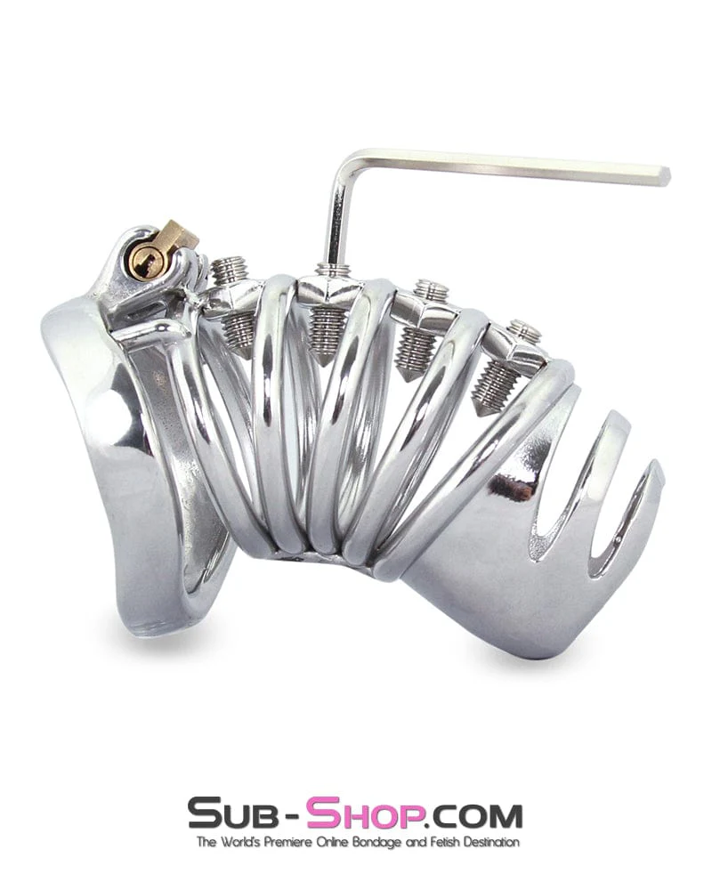 6791M Totally Screwed Chastity Cock Punishment Cage with Adjustable Spikes - Image 5