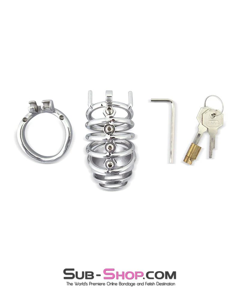 6791M Totally Screwed Chastity Cock Punishment Cage with Adjustable Spikes - Image 6