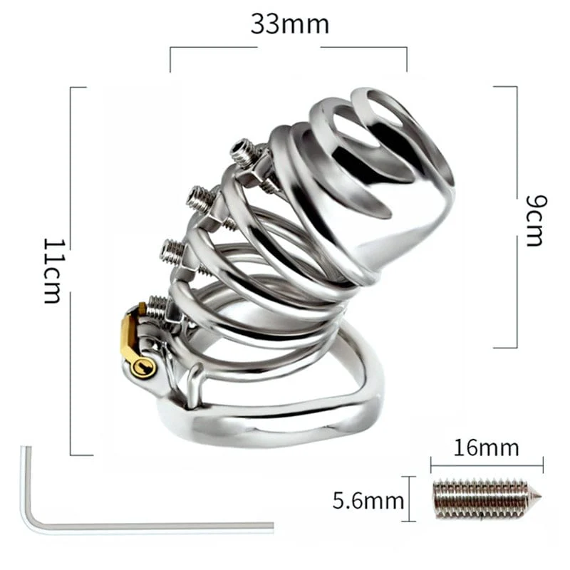 6791M Totally Screwed Chastity Cock Punishment Cage with Adjustable Spikes - Image 7
