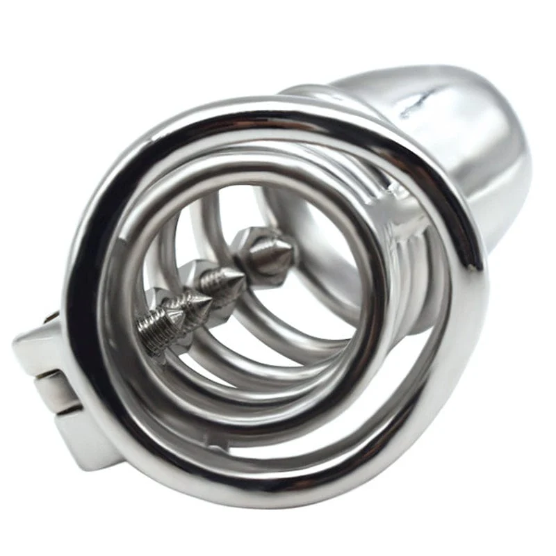 6791M Totally Screwed Chastity Cock Punishment Cage with Adjustable Spikes - Image 8