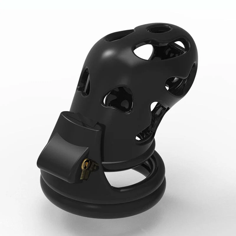 6863M Black ABS Chastity Tease Cage Lightweight Device + 4 Rings 🔥 FINAL CLEARANCE – Last Chance! - Image 3