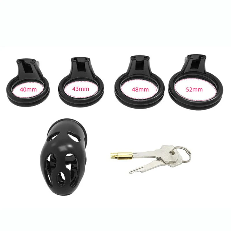 6863M Black ABS Chastity Tease Cage Lightweight Device + 4 Rings 🔥 FINAL CLEARANCE – Last Chance! - Image 5