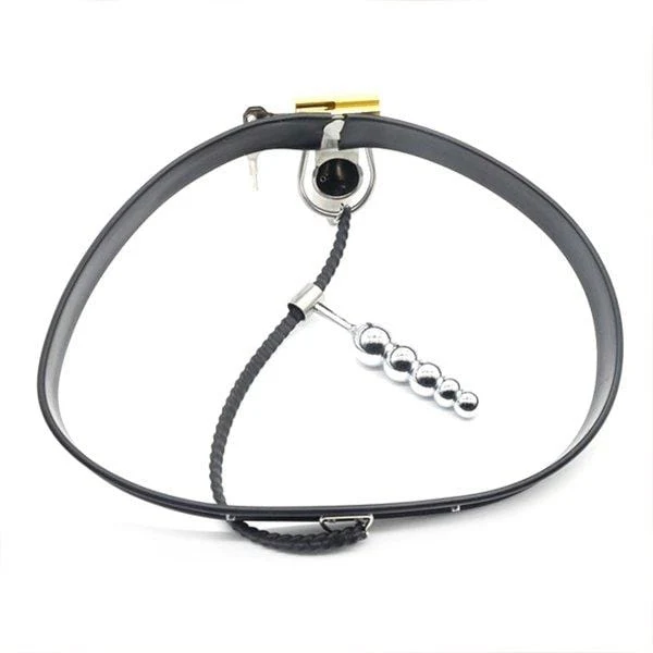6931AR Strict Penitentiary Fully Locking Steel Chastity Belt Harness Set with attached Steel Anal Dildo - Image 4