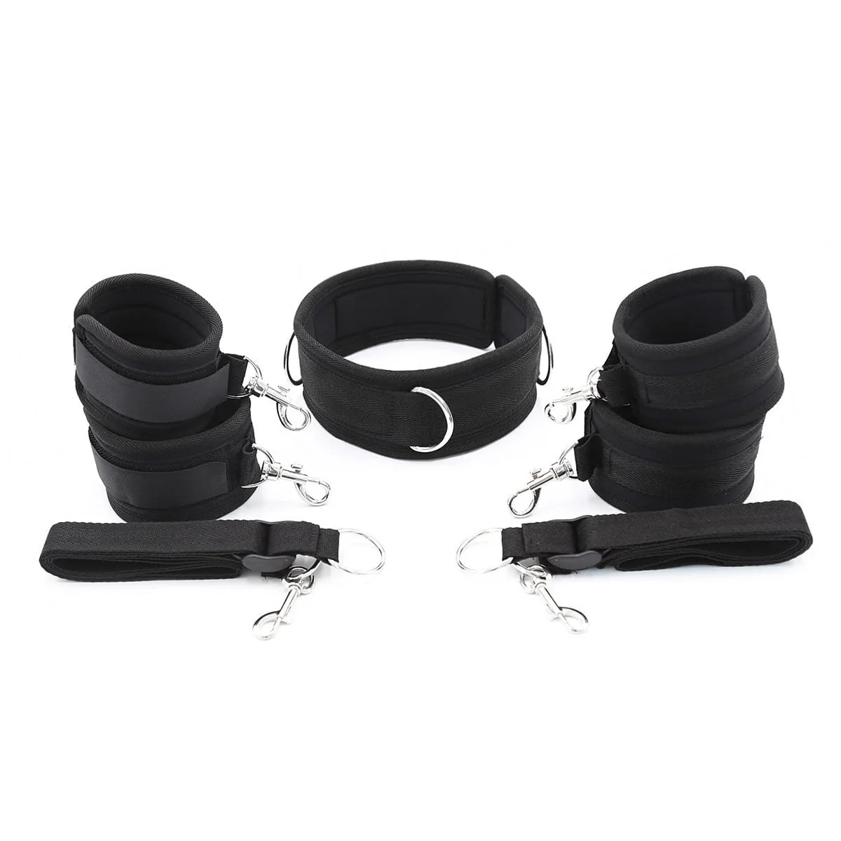 3418MQ      7 Pc Bondage Fantasy Wrist and Ankle Cuffs with Collar and Tether Straps - Image 12
