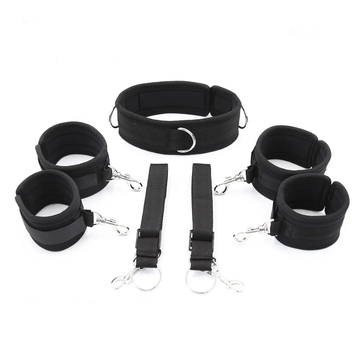 3418MQ      7 Pc Bondage Fantasy Wrist and Ankle Cuffs with Collar and Tether Straps - Image 3