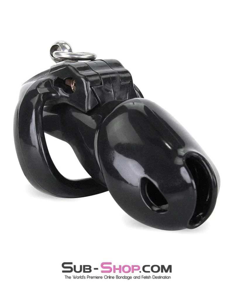 7869M-SIS Hard Up Cock Cage Sissy Chastity with Lead Ring – Black with Medium Cock Ring