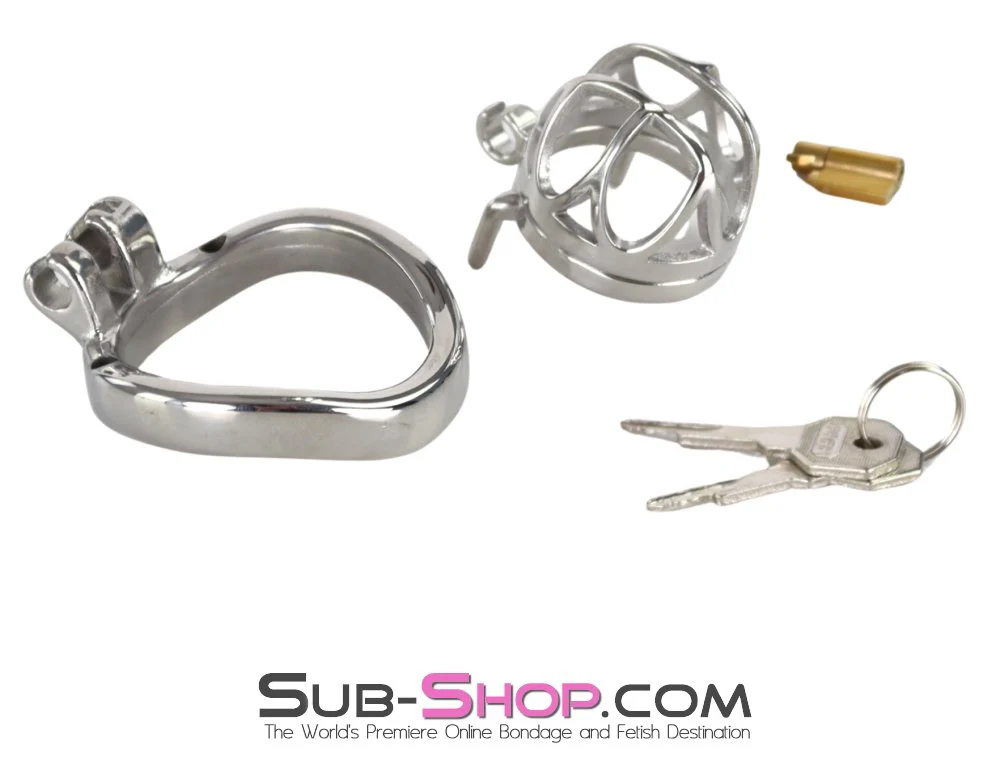 7829M The Brig Small Steel Cock Cage Chastity with Medium Cock Ring - Image 9