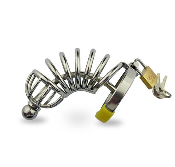 7856AR Chastity Cock Cage with Removable Urethral Sound Catheter Plug