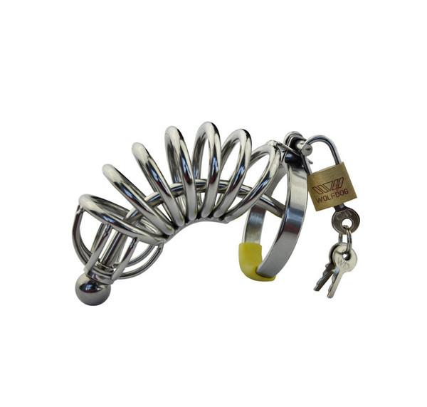 7856AR Chastity Cock Cage with Removable Urethral Sound Catheter Plug - Image 3