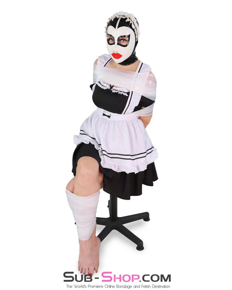 🎀 Perfect Sissy Maid Latex Hood with Painted Lips & Ruffle — Anonymous Doll Face for Naughty Sexy Sissy Training - Image 11