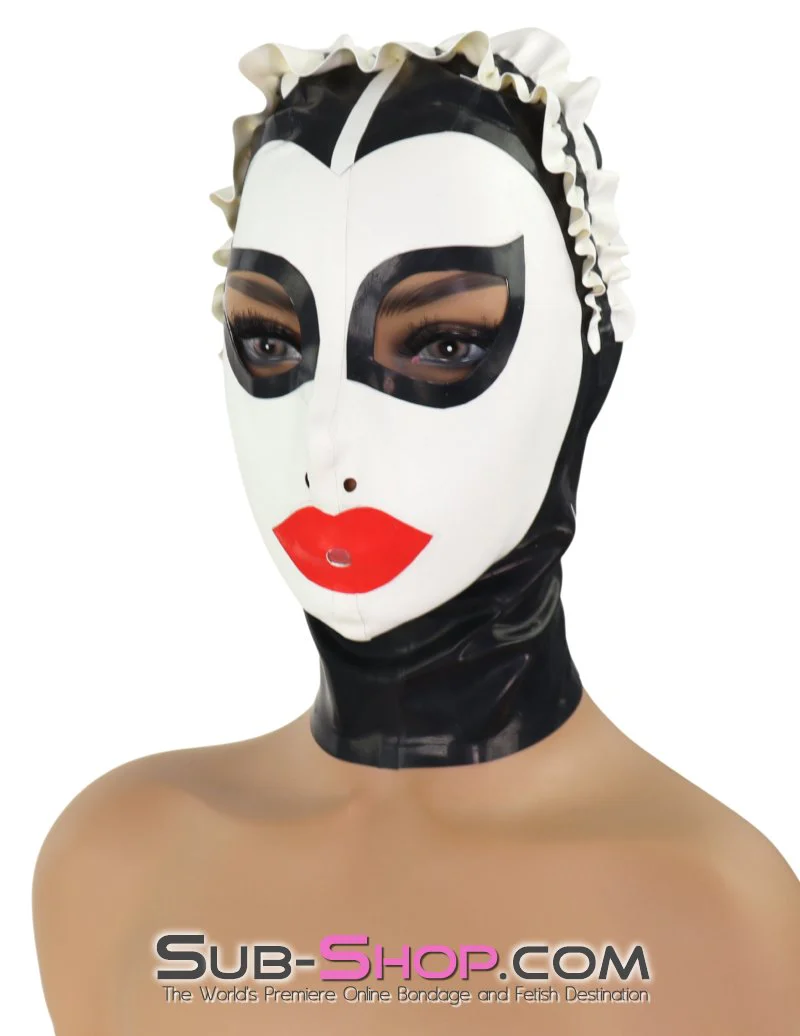 7947MB  The Perfect Maid Latex Maid Hood with Head Ruffle and Painted Lips - Image 13