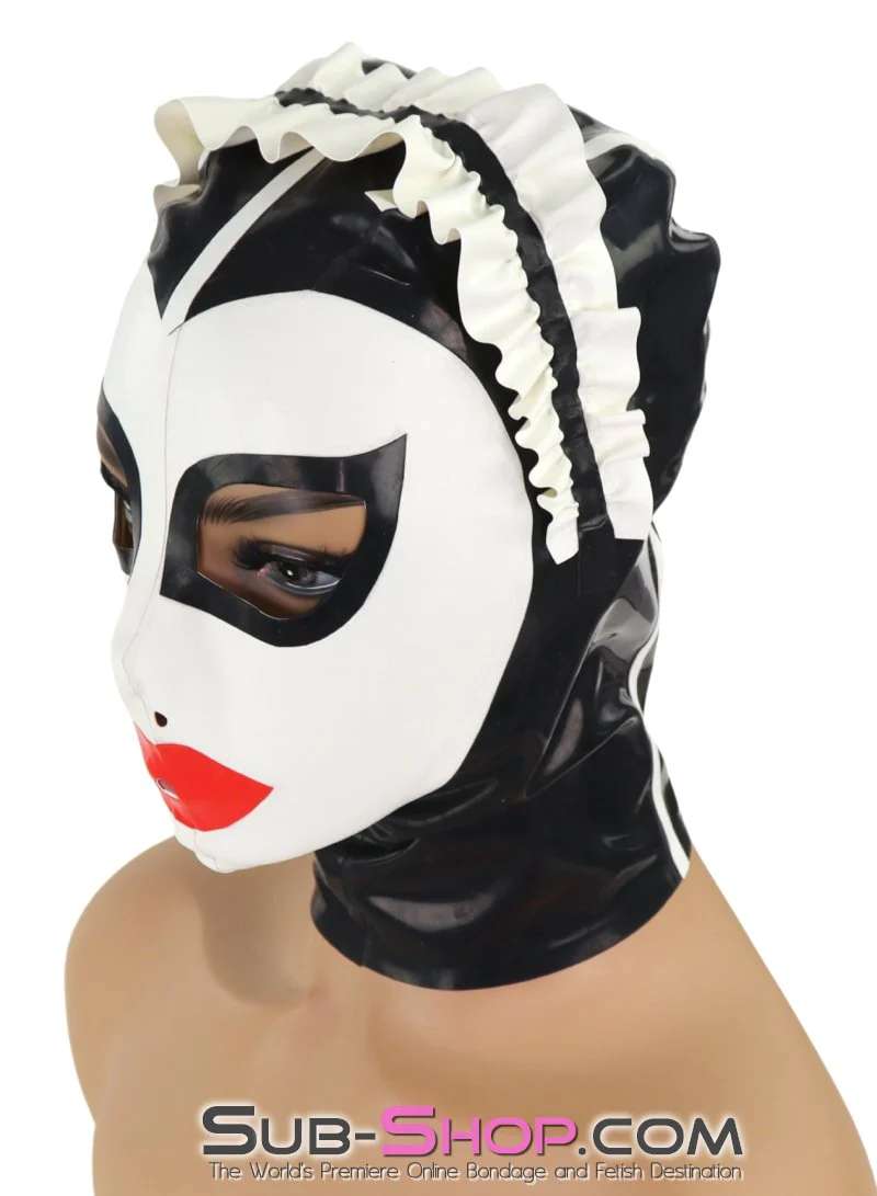 7947MB  The Perfect Maid Latex Maid Hood with Head Ruffle and Painted Lips - Image 14