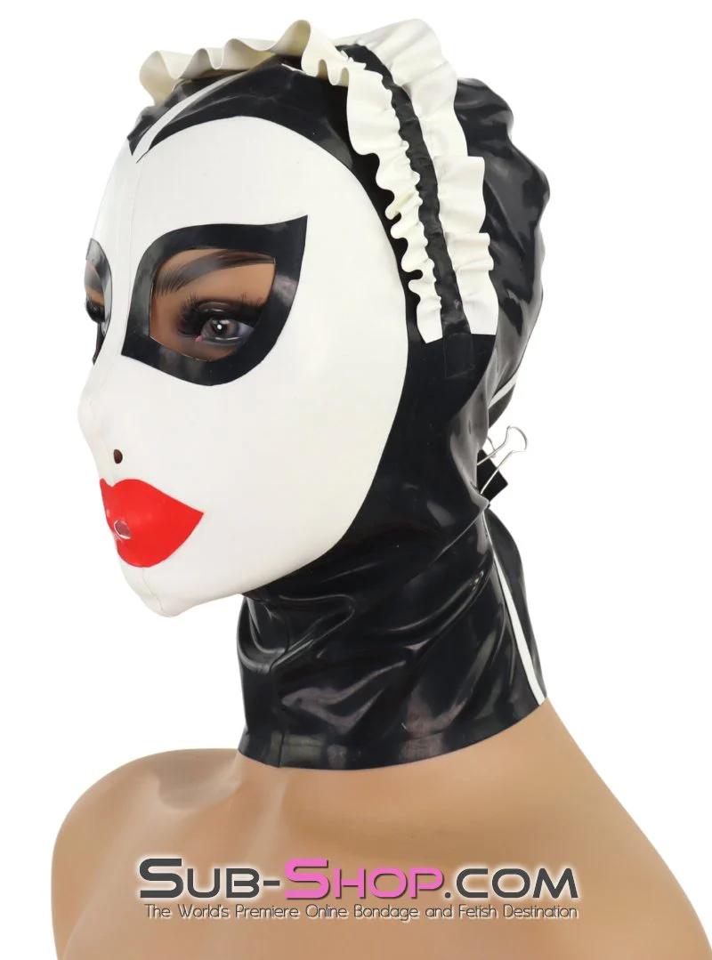 7947MB  The Perfect Maid Latex Maid Hood with Head Ruffle and Painted Lips - Image 15
