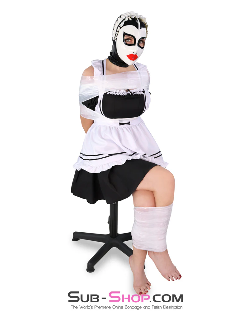 🎀 Perfect Sissy Maid Latex Hood with Painted Lips & Ruffle — Anonymous Doll Face for Naughty Sexy Sissy Training - Image 4