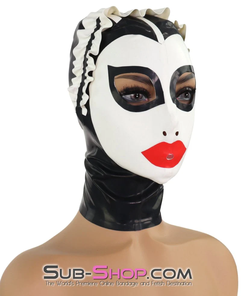 7947MB  The Perfect Maid Latex Maid Hood with Head Ruffle and Painted Lips - Image 12