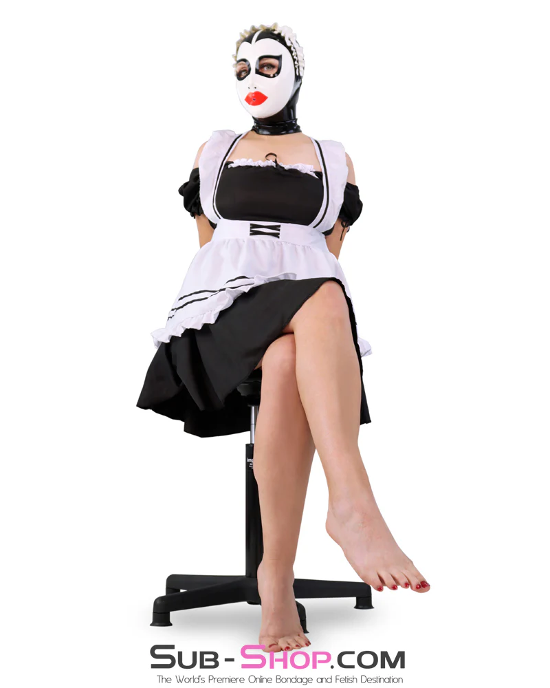 🎀 Perfect Sissy Maid Latex Hood with Painted Lips & Ruffle — Anonymous Doll Face for Naughty Sexy Sissy Training - Image 8