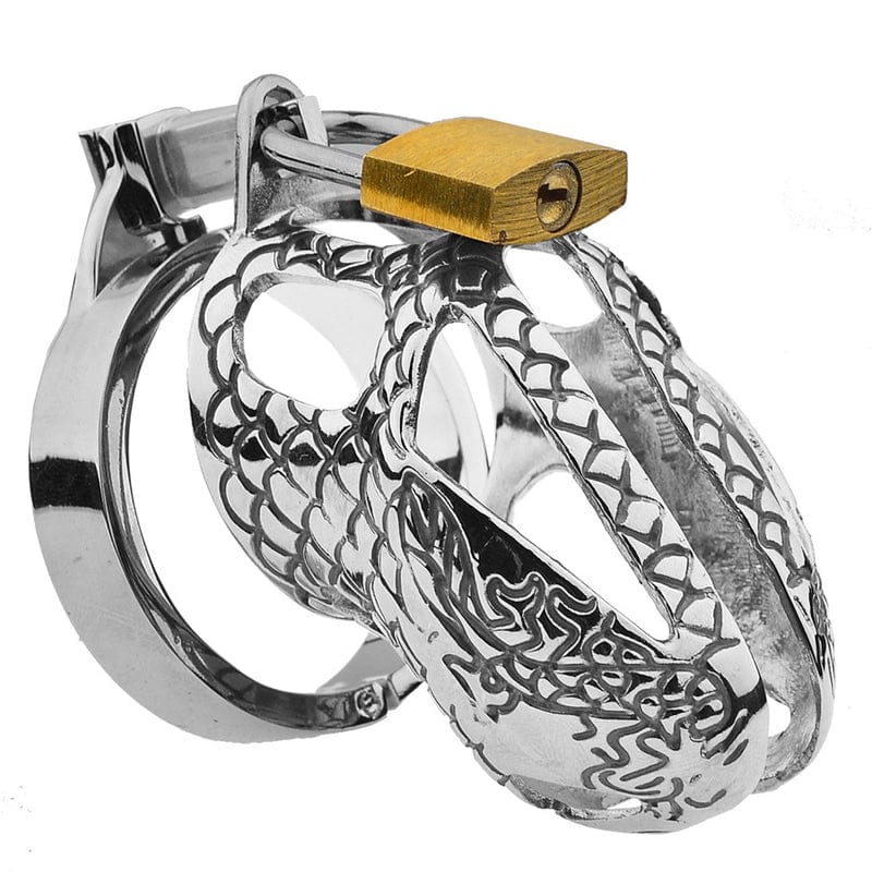 8721M  Tattoo Style Etched Locking Cock Chastity Cage