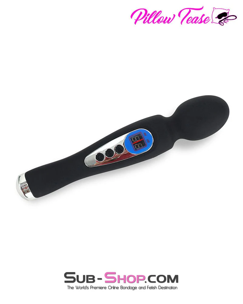 9942M      9 Function with 8 Speeds Silicone Waterproof Rechargeable LCD Wand Vibrator - Image 3