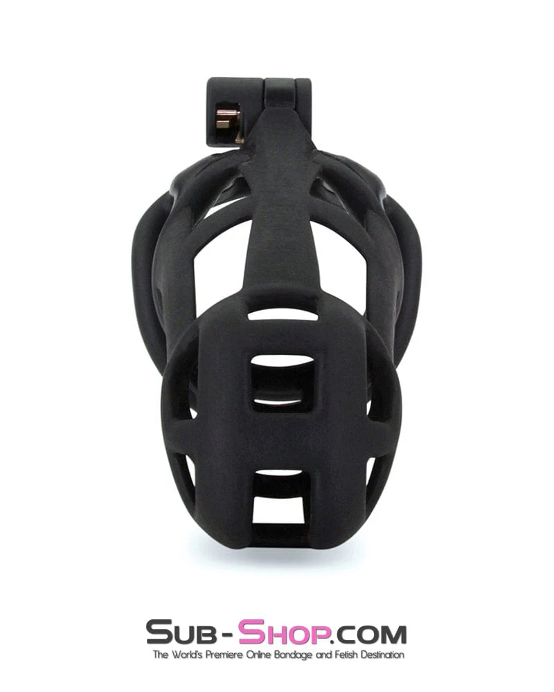 9103M Chastity Games Locking Cock Cage, Extra Large Length - Image 5