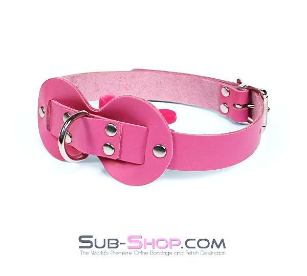 0978A      Pretty Quiet Hot Pink Leather Double Mouth Guard Gag - Image 21