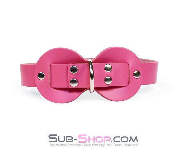 0978A      Pretty Quiet Hot Pink Leather Double Mouth Guard Gag - Image 25