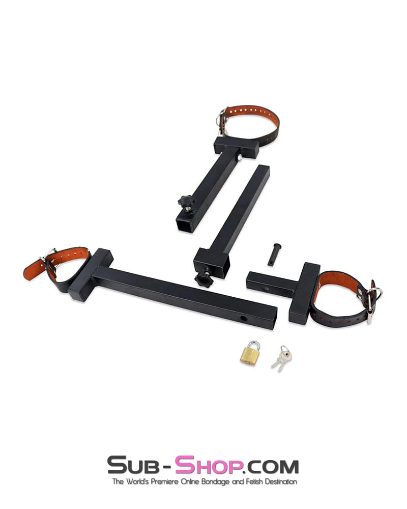 9849DL  Steel Adjustable Bondage Yoke with Leather Wrist Cuffs and Collar - Image 8
