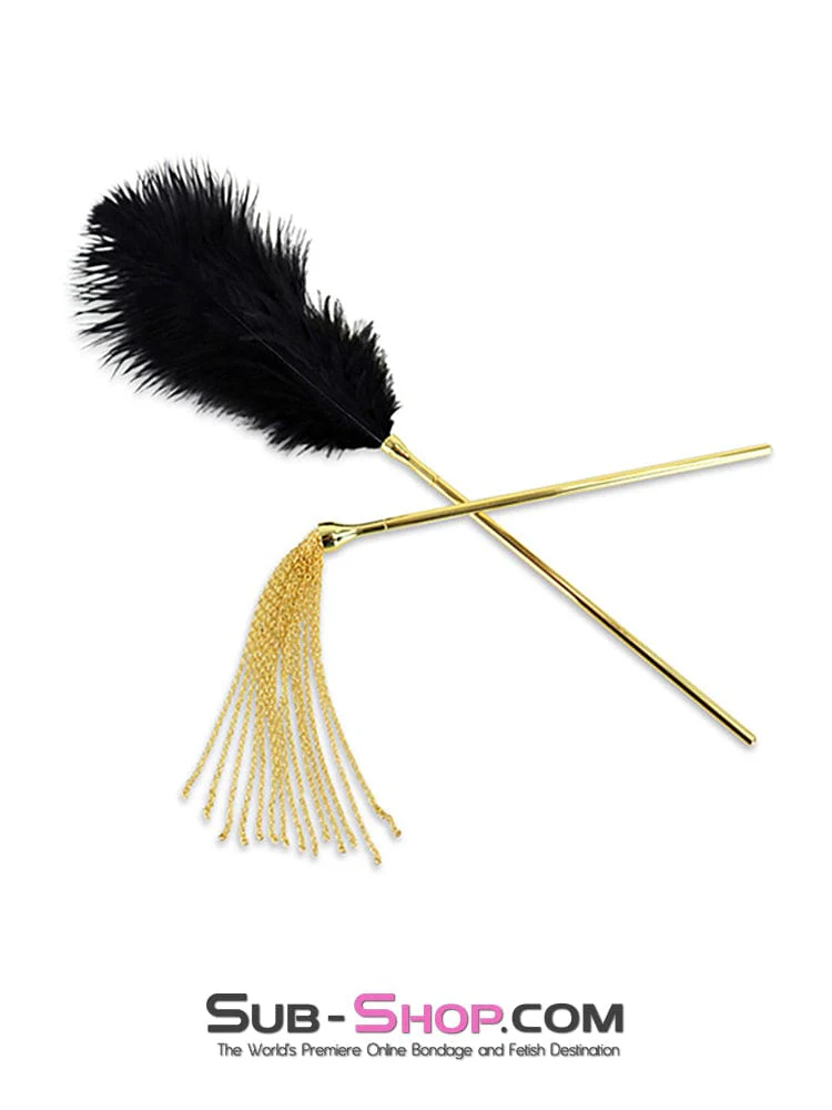 9921DL Luxe Gold Handled Feather Edger and Chain Mini Whip Set