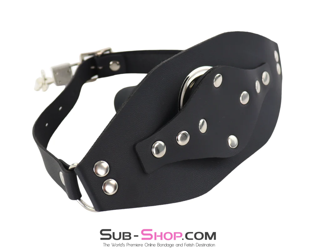 9927M  Panel Dildo Gag with Removable Black 4” Penis - Open Ring Mouth Harness - Image 2