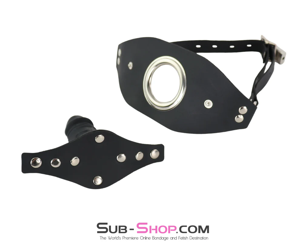 9927M  Panel Dildo Gag with Removable Black 4” Penis - Open Ring Mouth Harness - Image 6