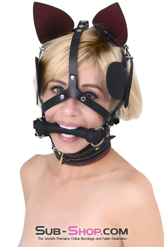 9937M Ponygirl Halter Harness with Blinders, Bit Gag and Pony Ears - Image 3