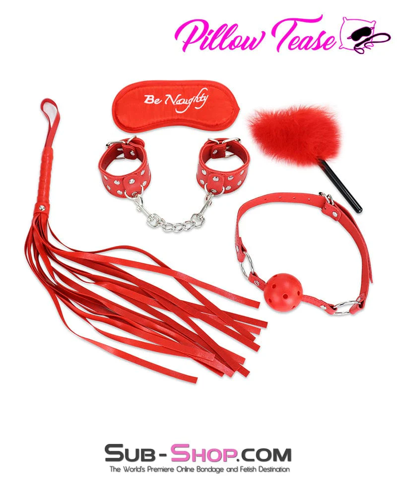 9868DL Be Naughty 5 Pc Red Bondage Fantasy Kit