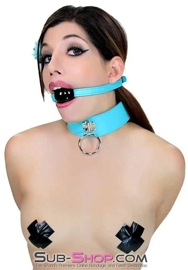 2773RS      Beginner Classic Rubber Ball Gag Strap, Diamond Blue - Image 8