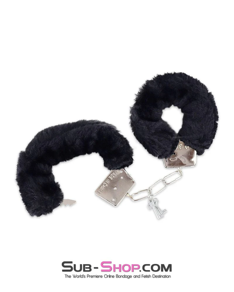 0792P Beginner Furry Lover’s Cuffs, Black - LAST CHANCE - Final Closeout!