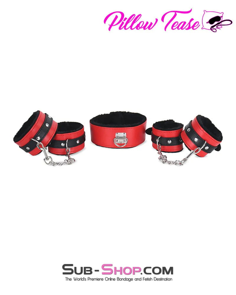 2334M Black and Red Bondage Cuffs, Collar, Leash, Gag, Rope, Whip and Blindfold Kit - 10 Pcs - Image 2