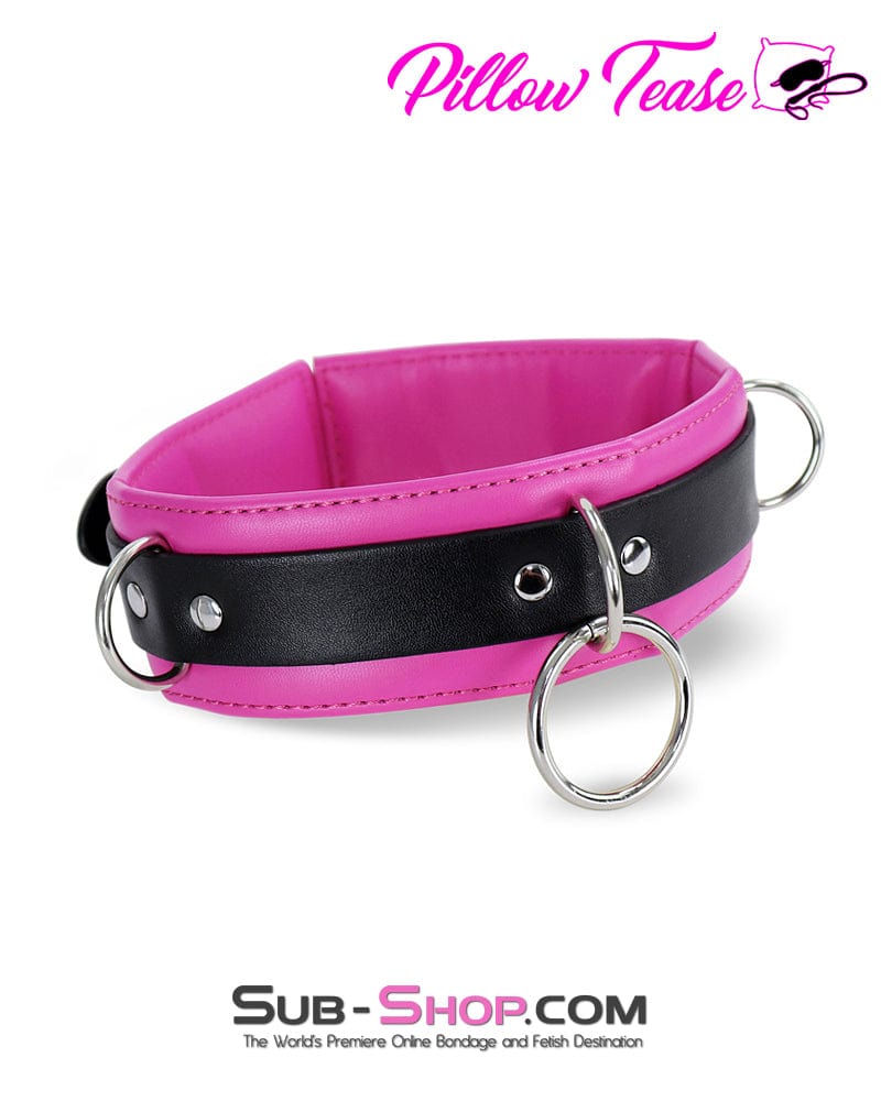2668DL      Black and Rose Padded Bondage Collar - Image 2