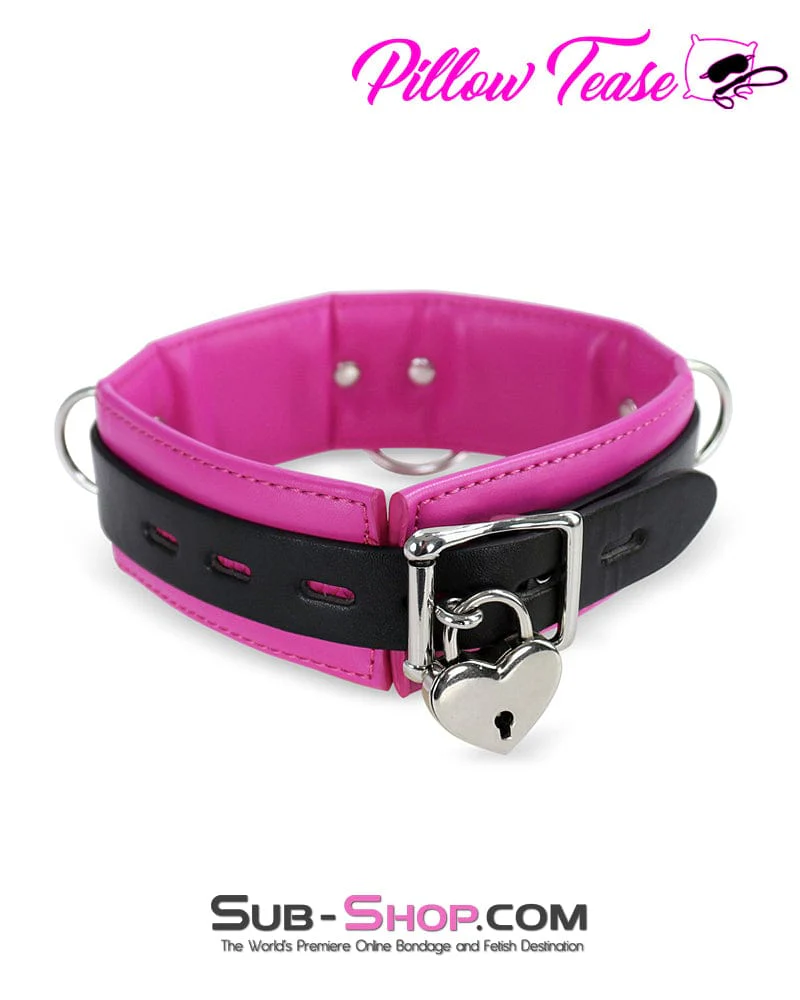 2668DL      Black and Rose Padded Bondage Collar - Image 4