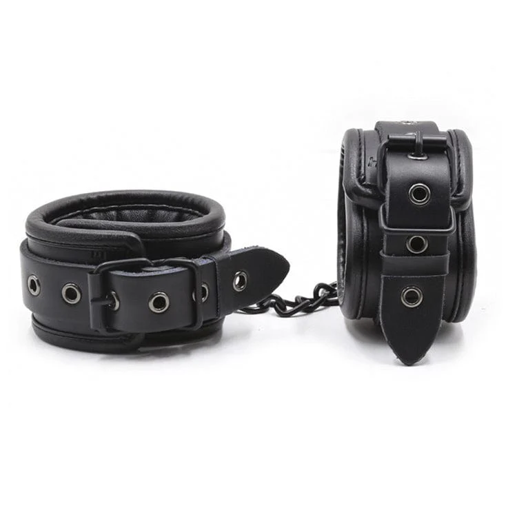 9855M Black Beauty Padded Wrist Cuffs with Matte Black Hardware