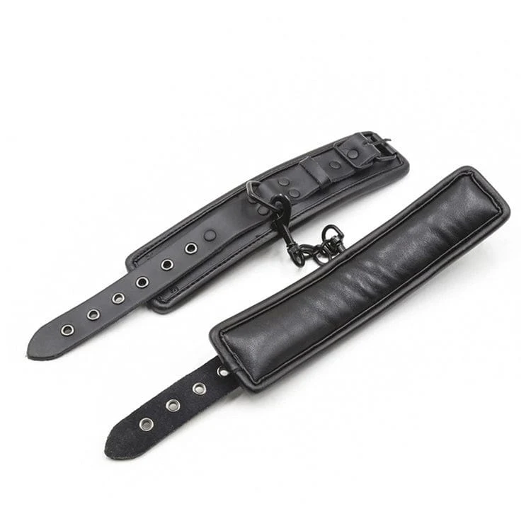 9855M Black Beauty Padded Wrist Cuffs with Matte Black Hardware - Image 3