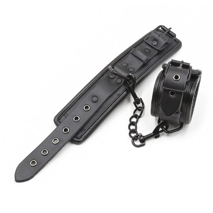 9855M Black Beauty Padded Wrist Cuffs with Matte Black Hardware - Image 4