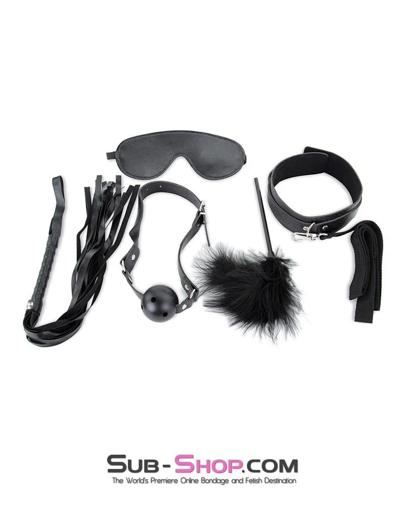 2316M Black Bondage Fantasy Rope, Cuffs, Collar, Clamps, Blindfold, Gag, Whip, Tickler and Connections Kit – 10 pcs - Image 5