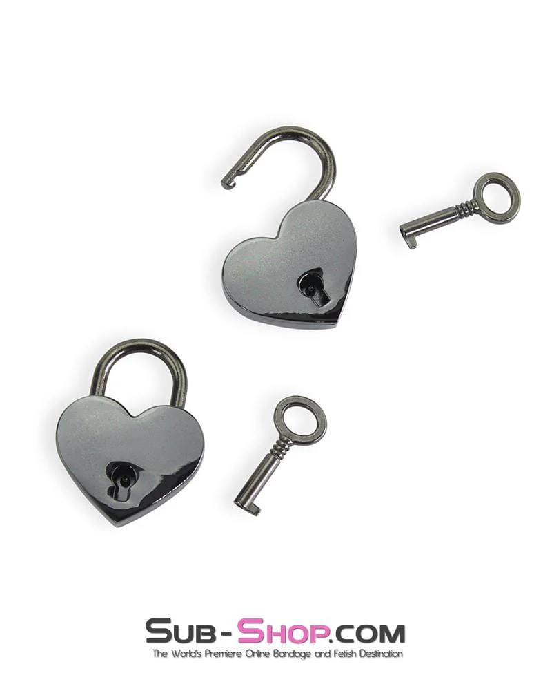 9725AE      Black Chrome Heart Bondage Gear Padlock - Image 2