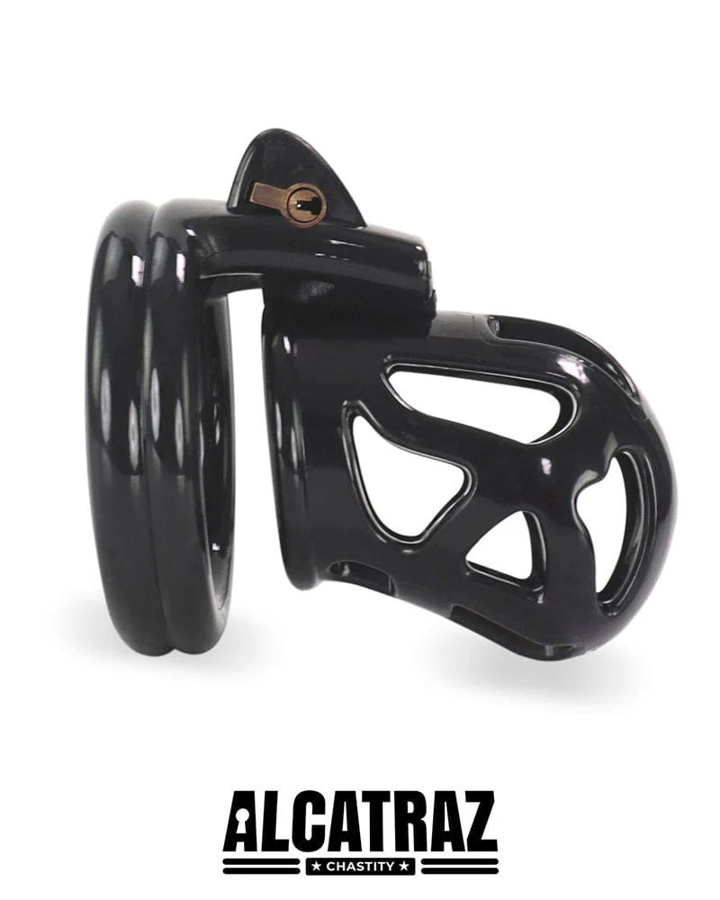 4737DL Black Cock Cuff Locking Male Chastity Cage
