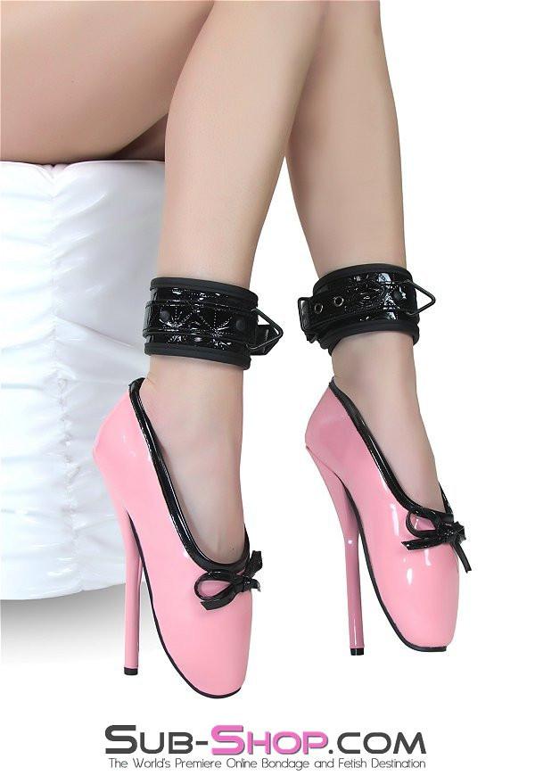1804DL      Black Diamond Padded Ankle Bondage Cuffs with Black Hardware - Image 13