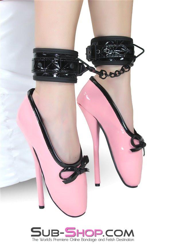 1804DL      Black Diamond Padded Ankle Bondage Cuffs with Black Hardware - Image 9