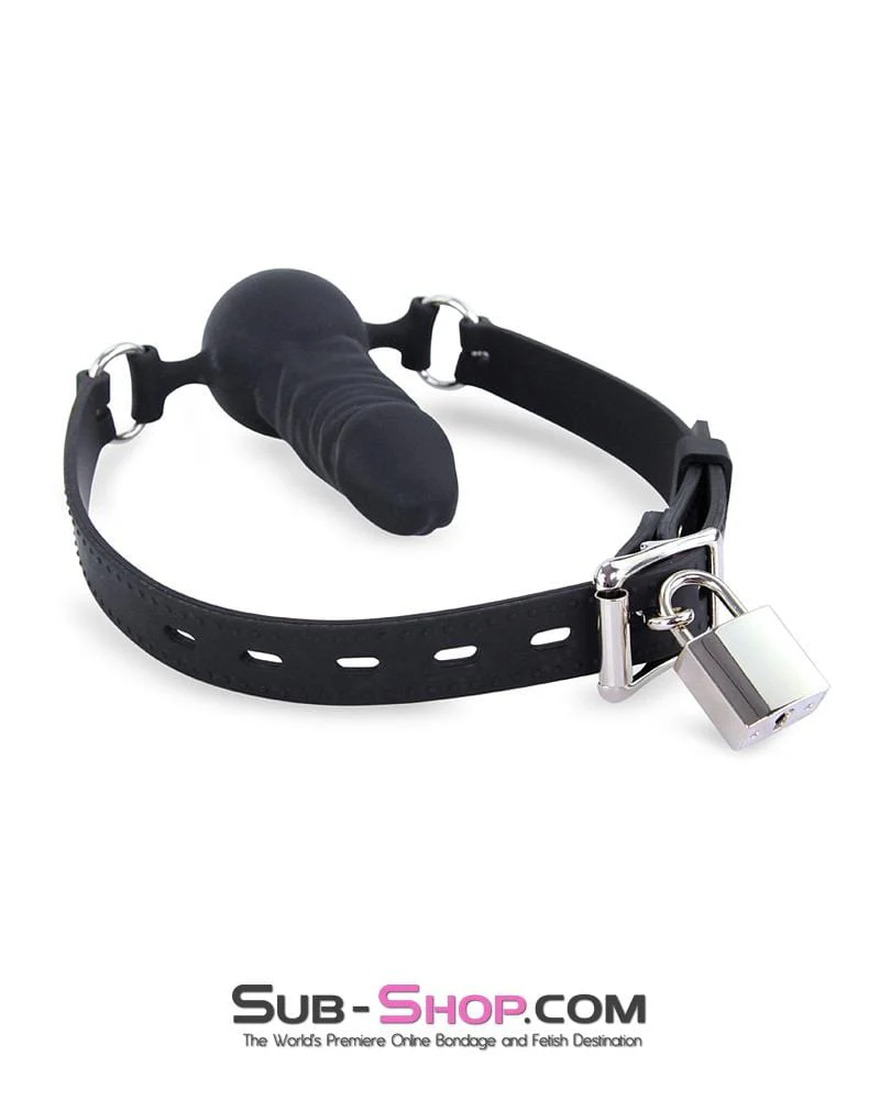 7941M   Black Locking Silicone Penis Ball Gag - Image 12